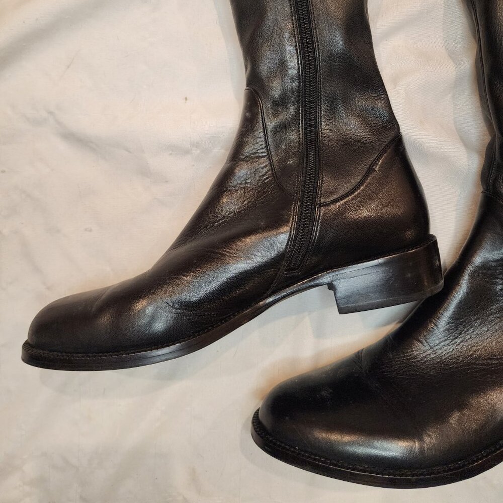 Via Spiga | Boni Over the Knee Black Leather Boots - Picture 2 of 7